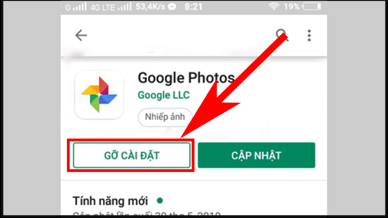 Cài đặt lại Google Photos